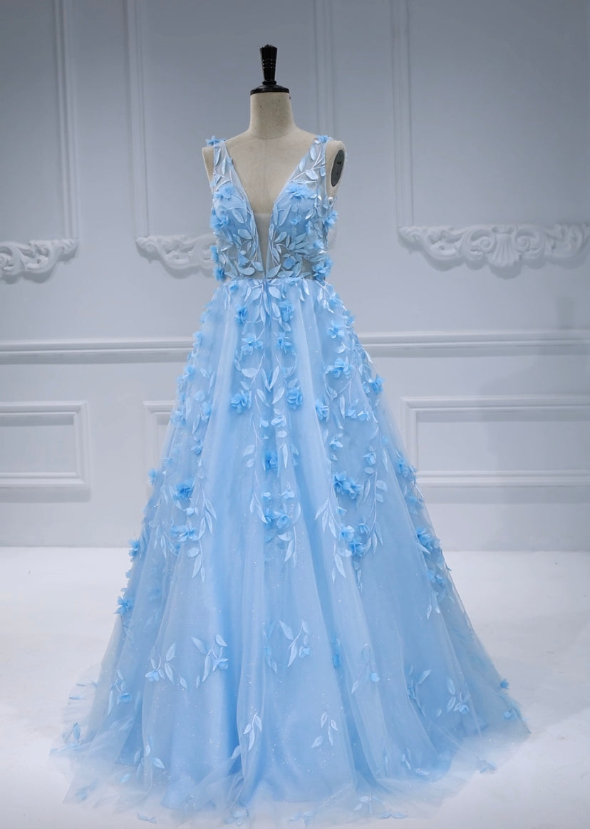 Elegant Glitter Mesh with Appliques Floral Colored Wedding Dresses #17303