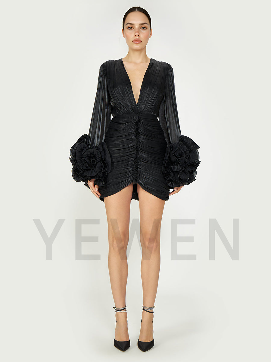 Teal Blue Short Prom Party Dress Fold Mini Dress Slim Night Party Gown