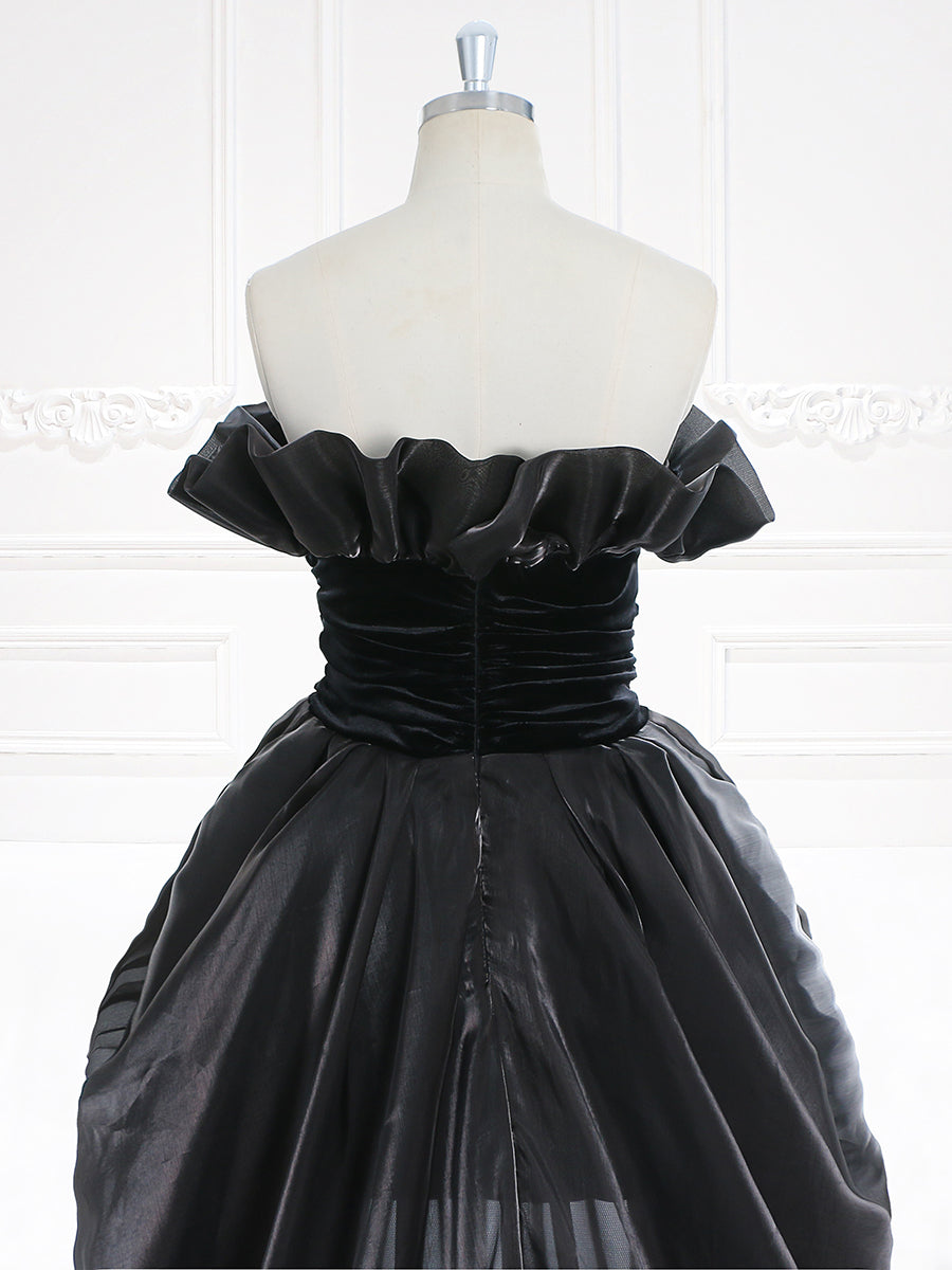 Fashion Black High Low Backless Long Evening Dress Elegant Prom Party Gown Formal Wedding Dress A018