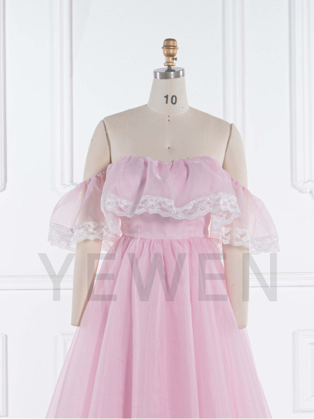 Pink Prom Party Organza Dress with Lace Details Elegant Wedding Guest Dresses YW243165