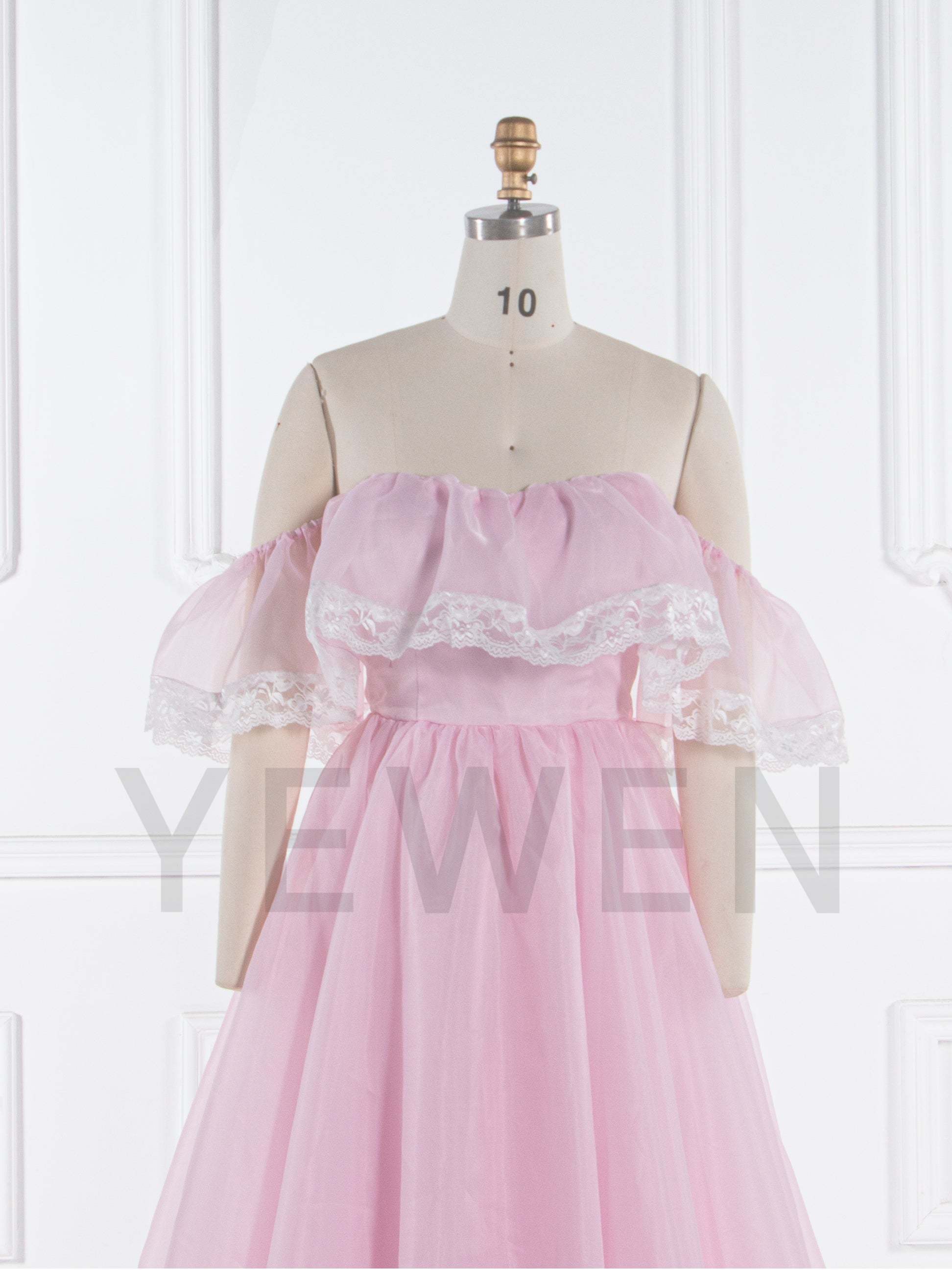 Pink Prom Party Organza Dress with Lace Details Elegant Wedding Guest Dresses YW243165