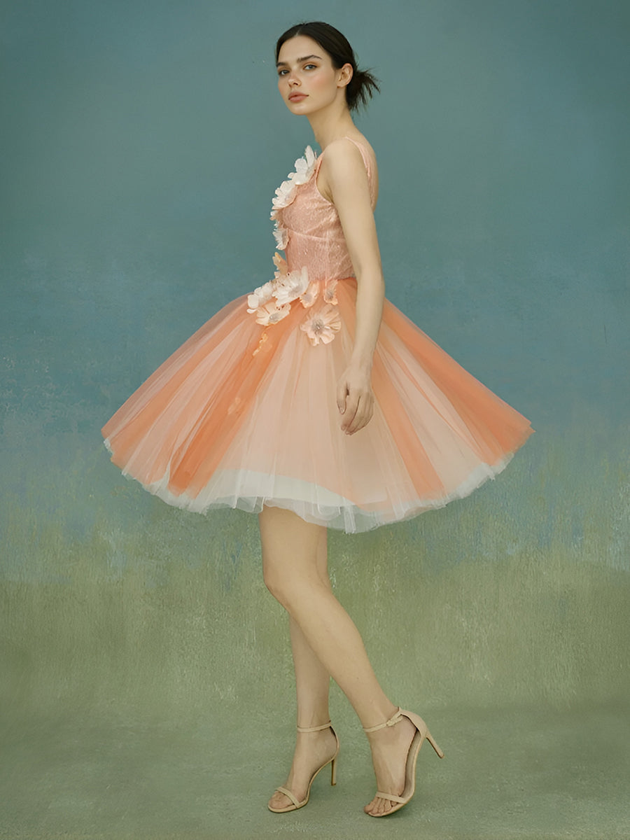 Elegant Tulle Mini Length Birthday Dress With 3d Floral Cocktail Dresses Cocktail Party