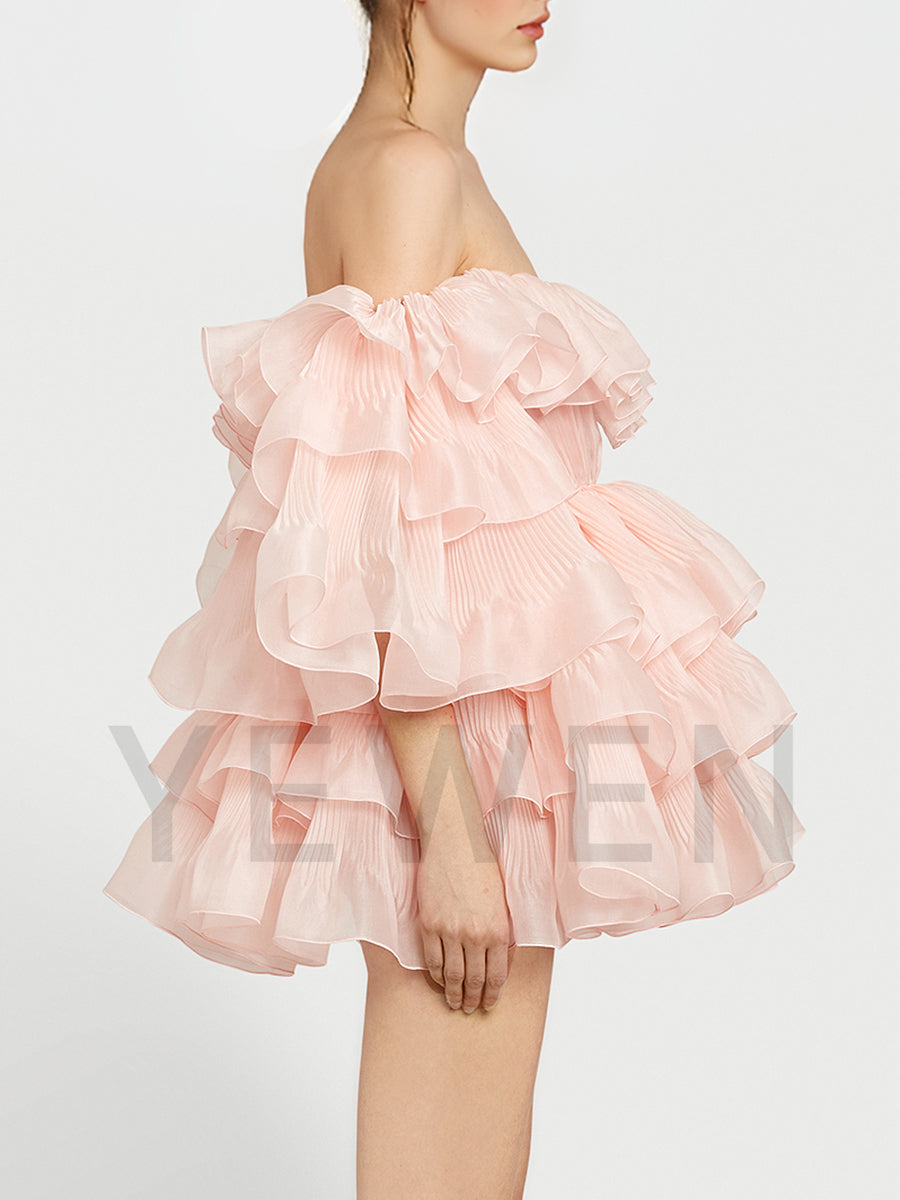 Princess Party Dress Mini Dress Layer Ruffles Prom Dress