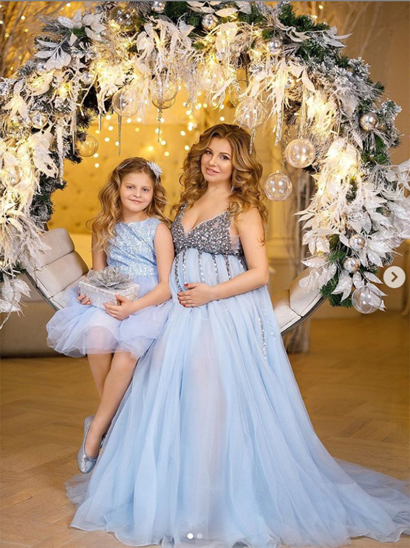 V-Neck Beaded Elegant Sleeveless Maxi Dress Photo Shoot Dress