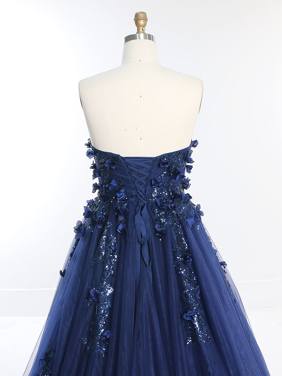 Strapless Backless Flower Sequins Elegant Evening Dress Photo Shoot Dresses YW230528