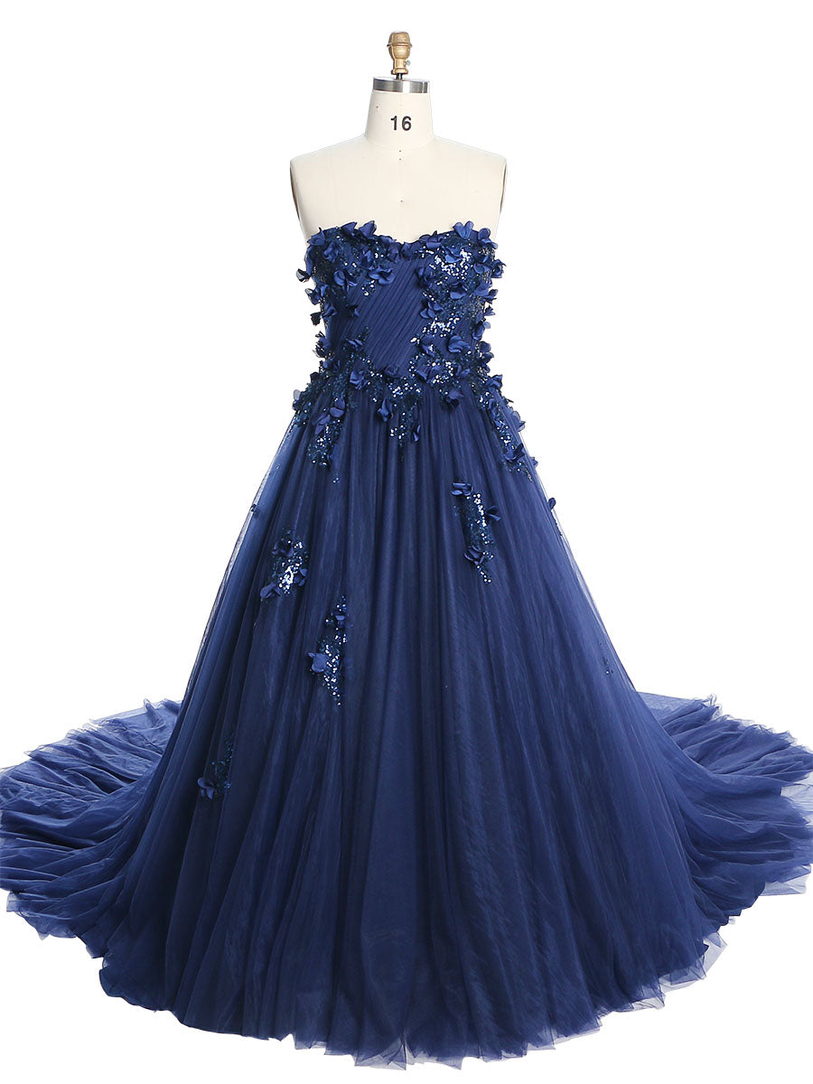 Strapless Backless Flower Sequins Elegant Evening Dress Photo Shoot Dresses YW230528