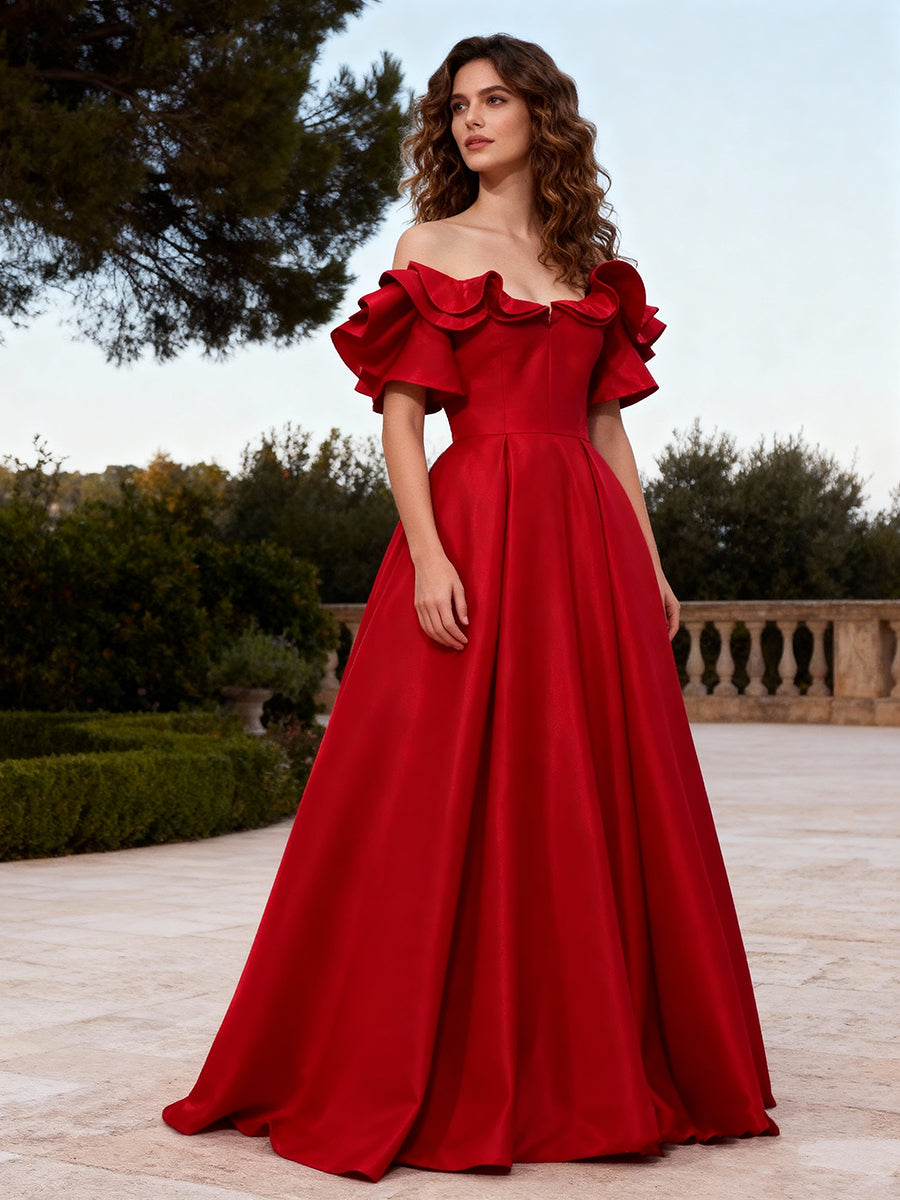 Ruffles Off Shoulder Corset Bodice Ball Gown #89942