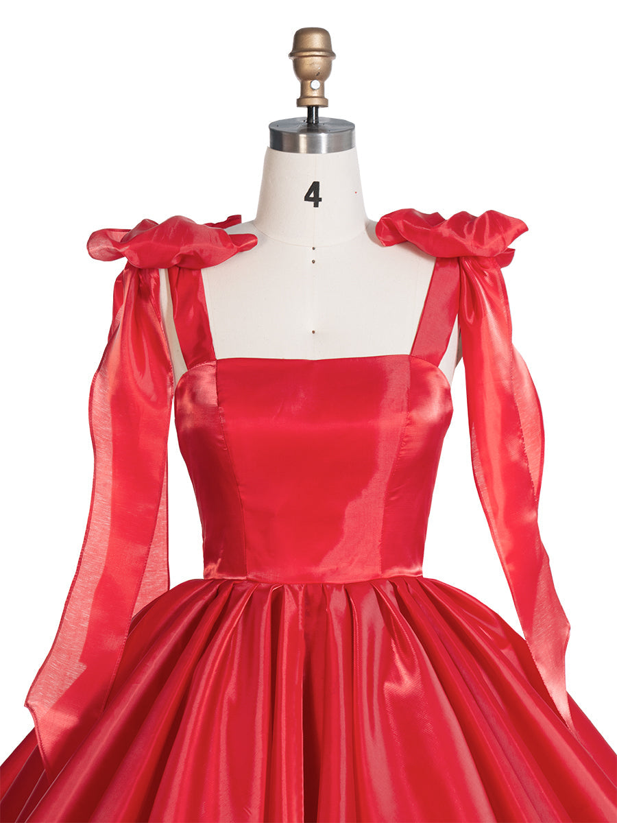 Bow Accent Sweetheart Short Mini Homecoming Dresses Red Christmas Party Dress YW243100