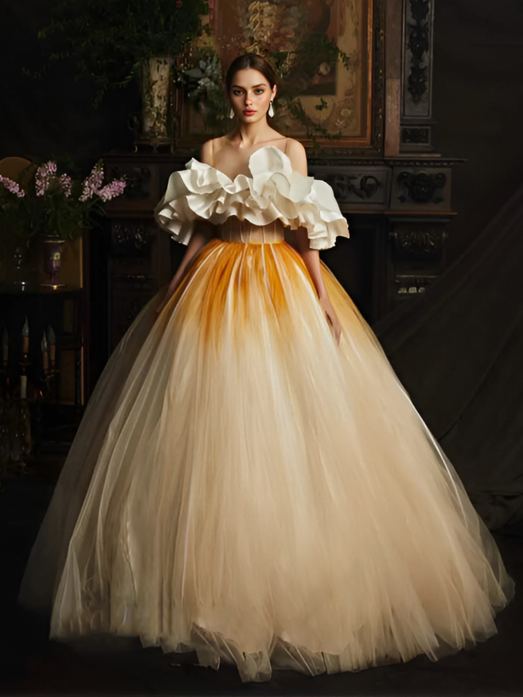 Custom Made Colored Wedding Dress Elegant Banquet Romantic Gown for Women