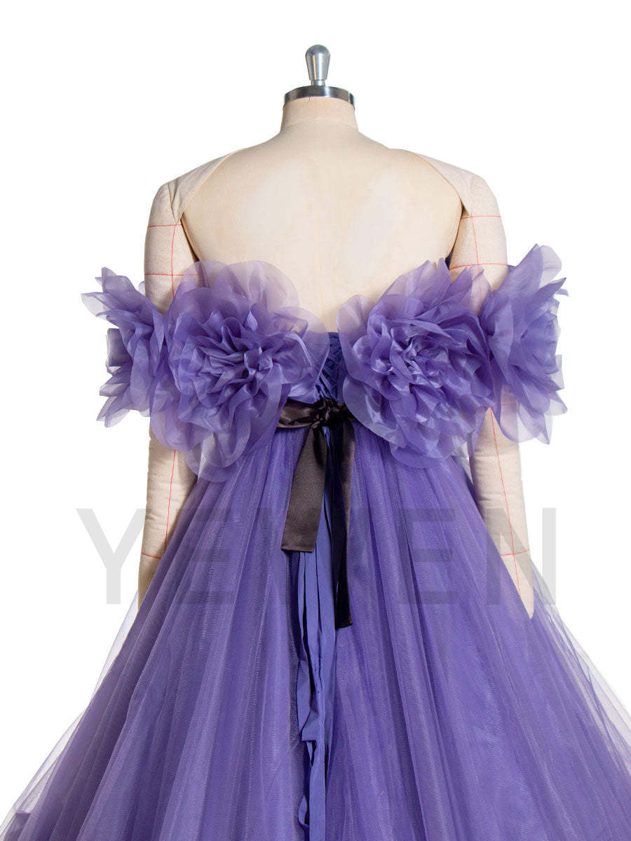 Elegance Off The Shoulder Handmade Flower Colored Wedding Dresses Ball Gown YW241006