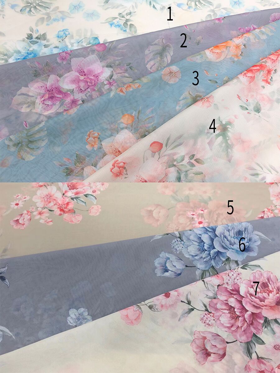 A Line Floor Length Printing Floral Prom Dress Photo Shoots Dress YW231125-2