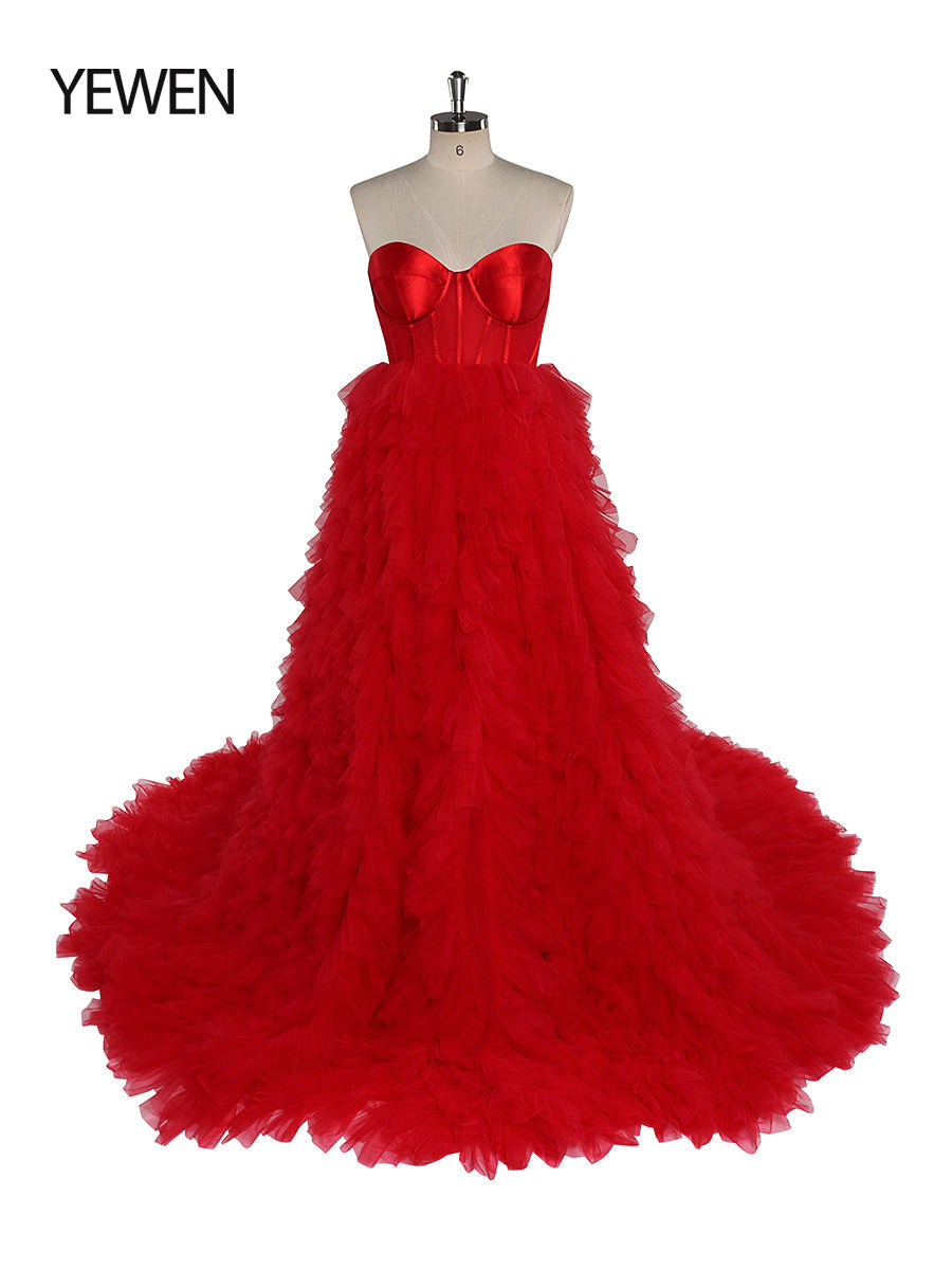 Elegant Blush Ruffles Tulle Colored Wedding Dress Photography Gown Photo Shoot Dress YEWEN YW220924