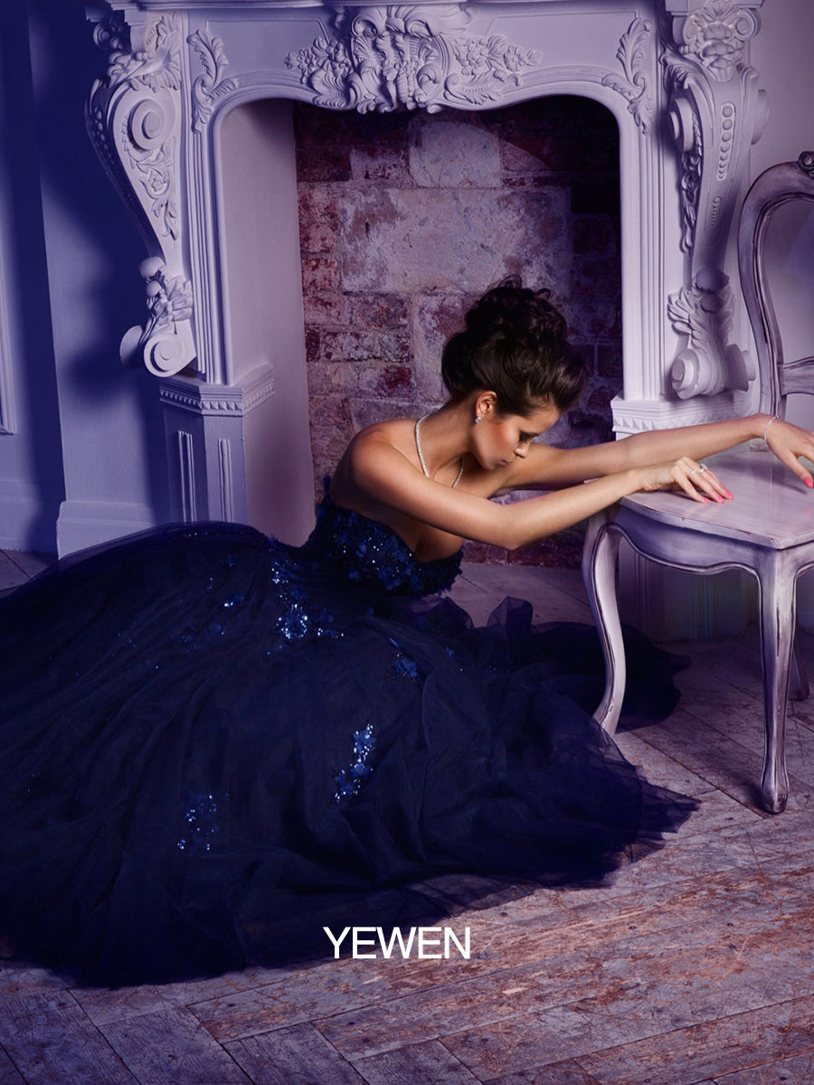 Strapless Backless Flower Sequins Elegant Evening Dress Photo Shoot Dresses YW230528