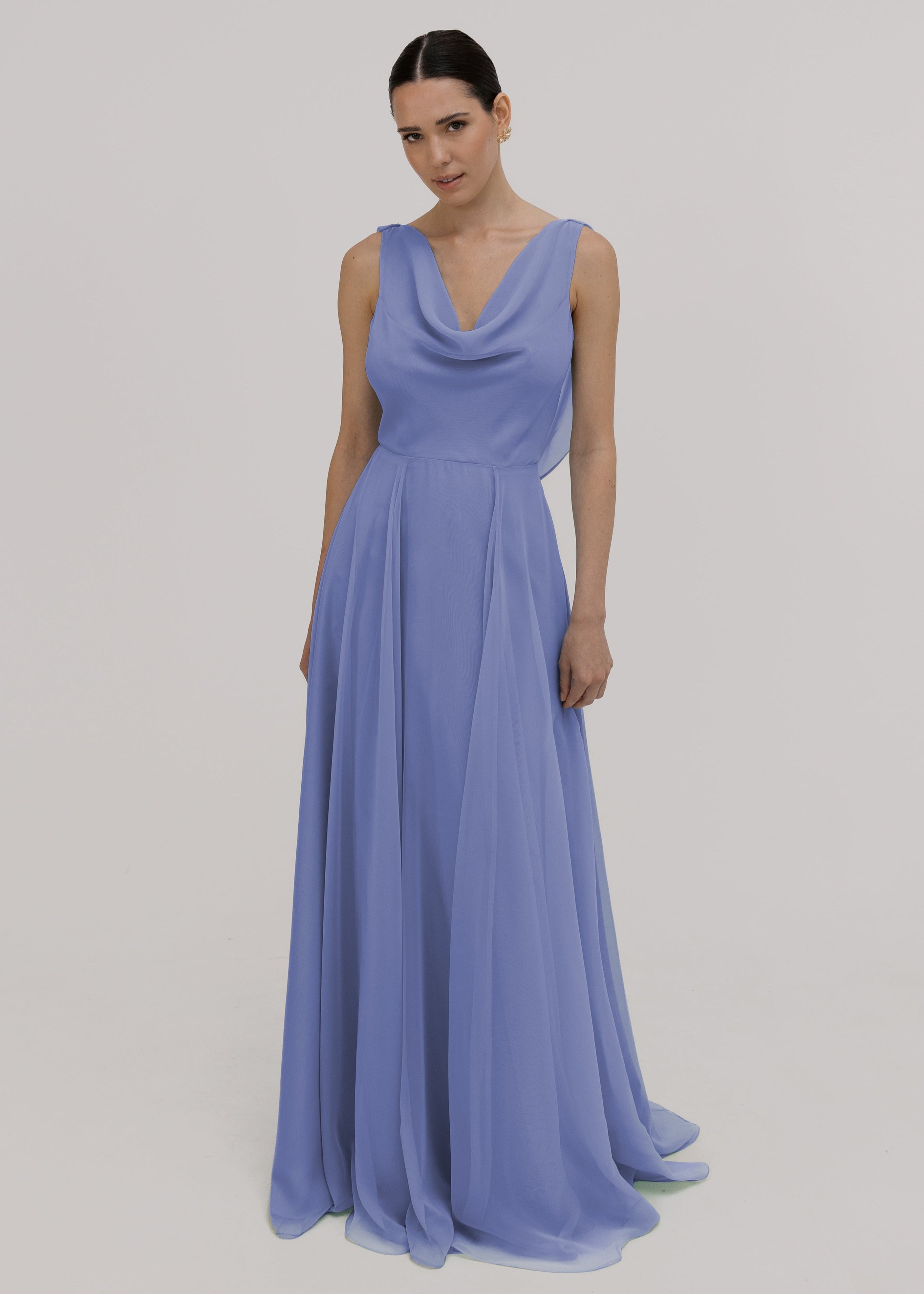 Athena Bridesmaid Dress In French Blue Chiffon