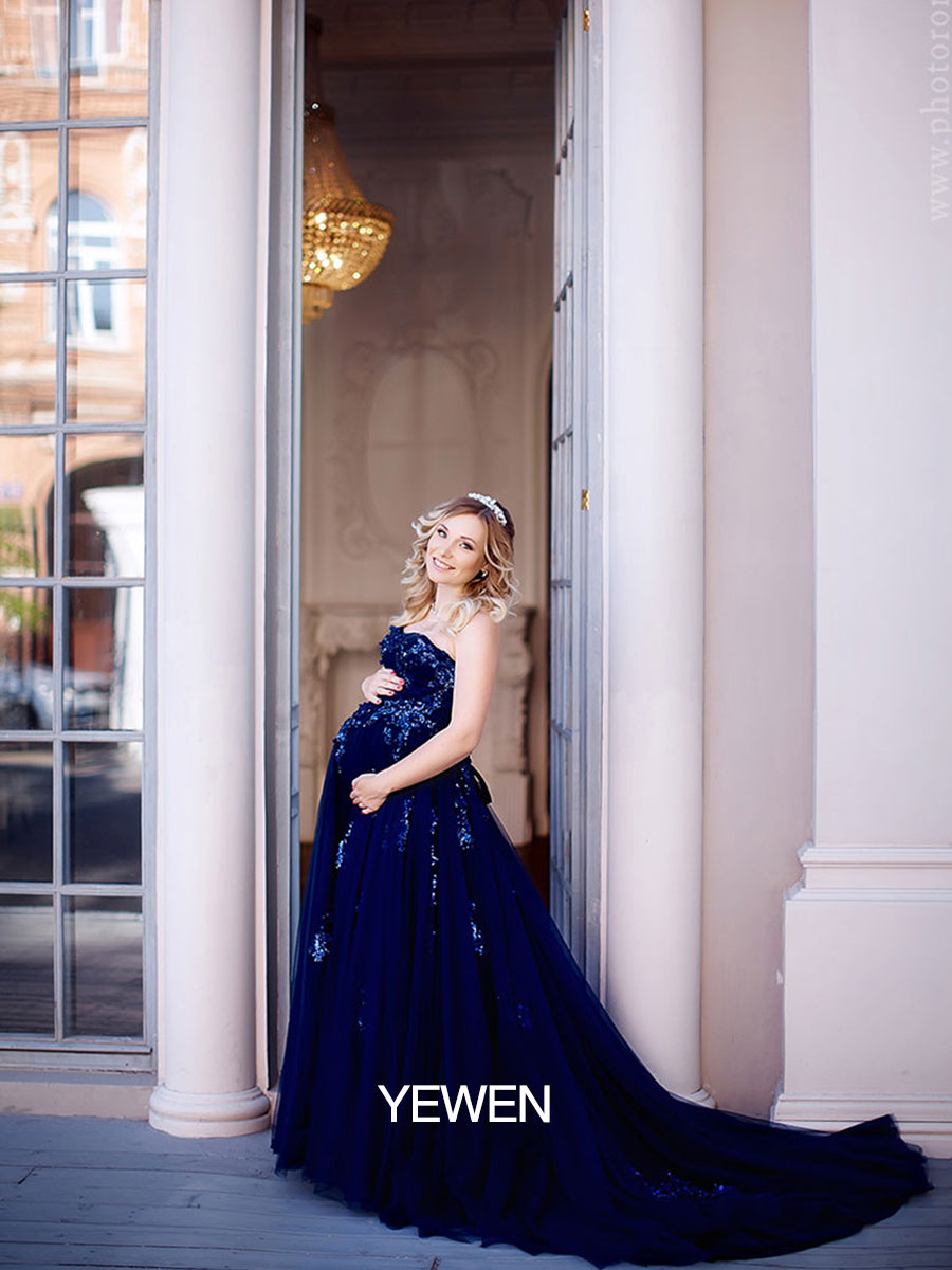 Strapless Backless Flower Sequins Elegant Evening Dress Photo Shoot Dresses YW230528