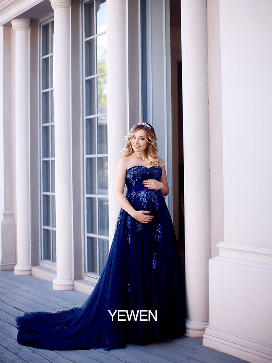 Strapless Backless Flower Sequins Elegant Evening Dress Photo Shoot Dresses YW230528