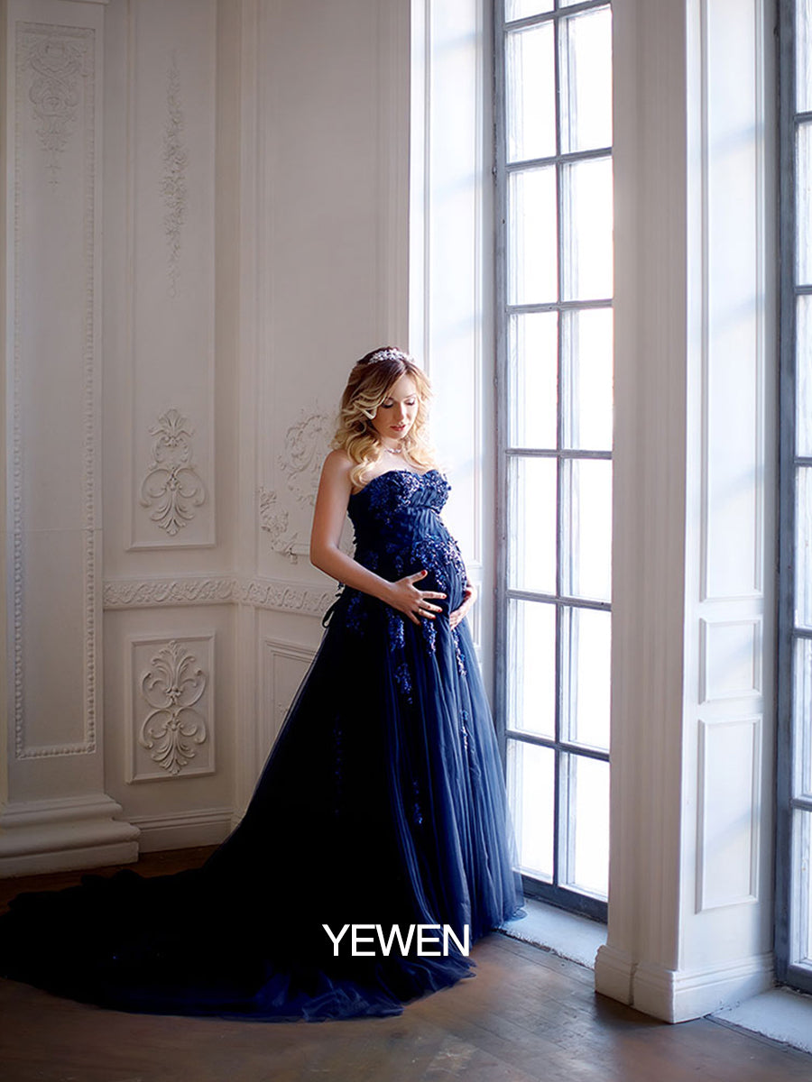 Strapless Backless Flower Sequins Elegant Evening Dress Photo Shoot Dresses YW230528