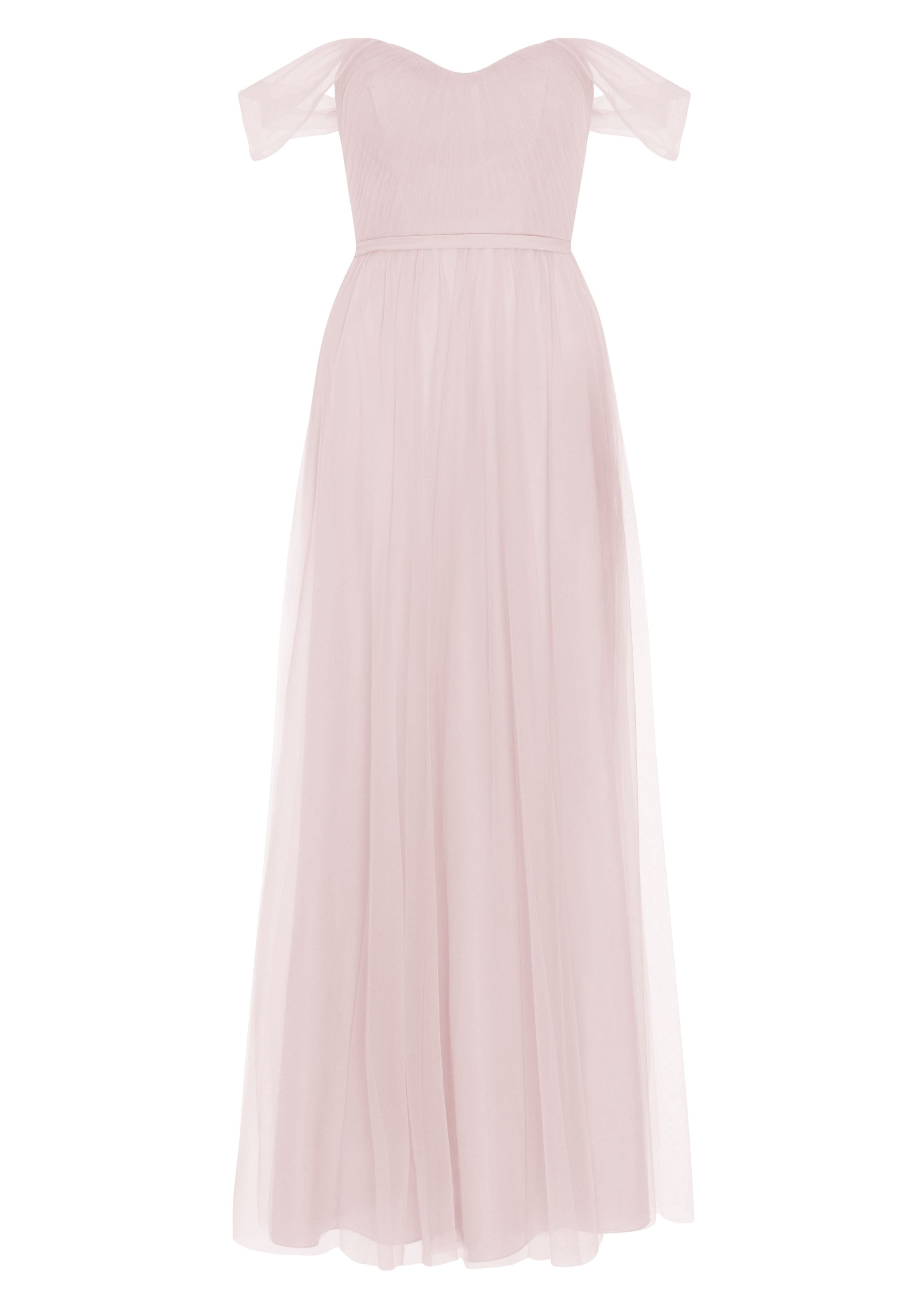 Bardot Bridesmaid Dress in Smoked Blush Tulle
