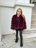 Burgundy Childrens Faux Fur Coat